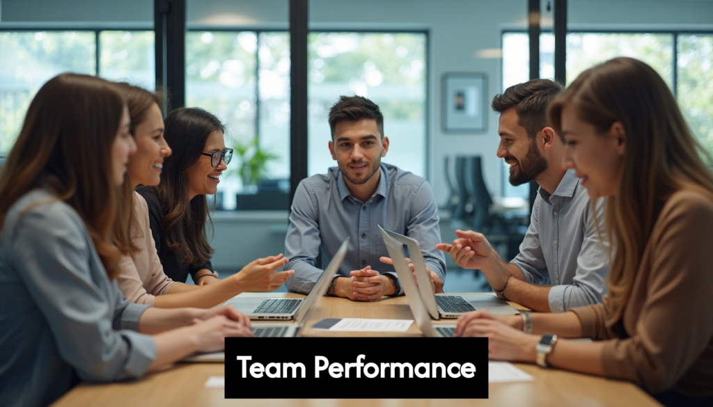 Diverse team collaborating in a modern office