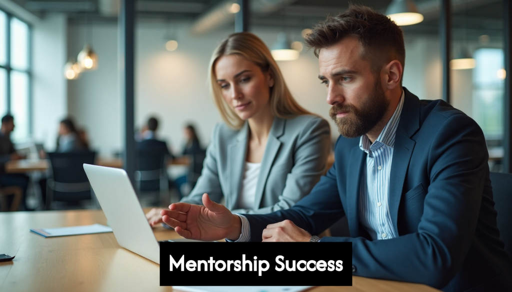 Mentor guiding employee in modern office